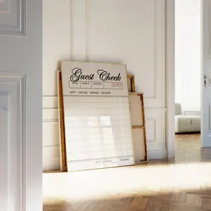 BLANK Guest Check Receipt Print - Apartment aesthetic - Dorm Wall art - Minimal Wall Poster - Guest Check - Trendy Wall art