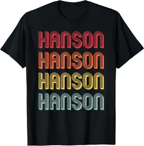 100% Cotton Customized Last Name Custom Family Christmas Team Hanson Gift Surname Funny Retro Vintage 80s Birthday Reunion T-Shirt