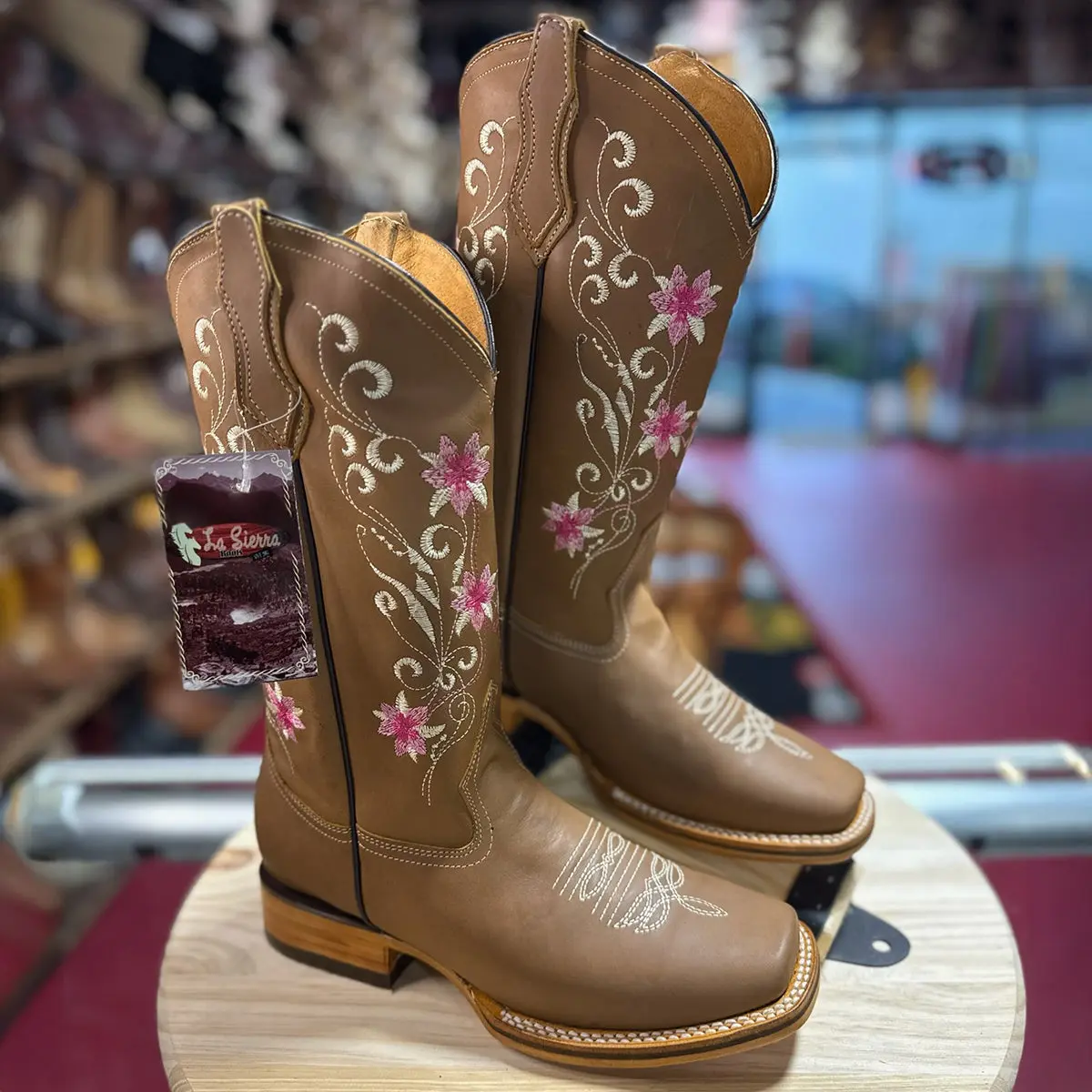 Women's Tan Boots Square Toe