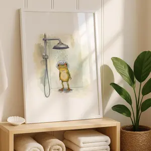 [No Frame] Funny Frog Bathroom Art Print, Cheeky Home Decor, Bathroom Wall Decor
