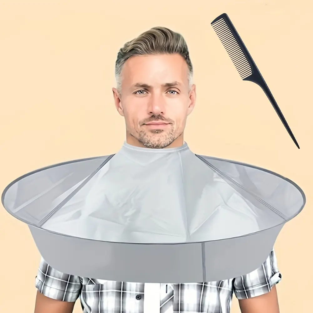 Hair Cloak Cape, Adjustable Haircut Cape Umbrella, Foldable Hairdressing Grooming Umbrella Cape with Comb, for Salon and Home Use, Heatless