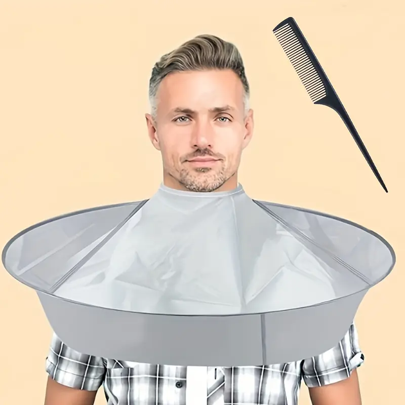 Hair Cloak Cape, Adjustable Haircut Cape Umbrella, Foldable Hairdressing Grooming Umbrella Cape with Comb, for Salon and Home Use, Heatless