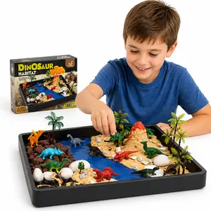 Dinosaur Habitat Activity Kit, Make Your Own Dinosaur World with Volcano and Swampy River Scenes