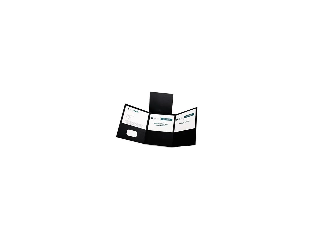 Oxford 59806 Tri-Fold Folder w/3 Pockets, Holds 150 Letter-Size Sheets, Black