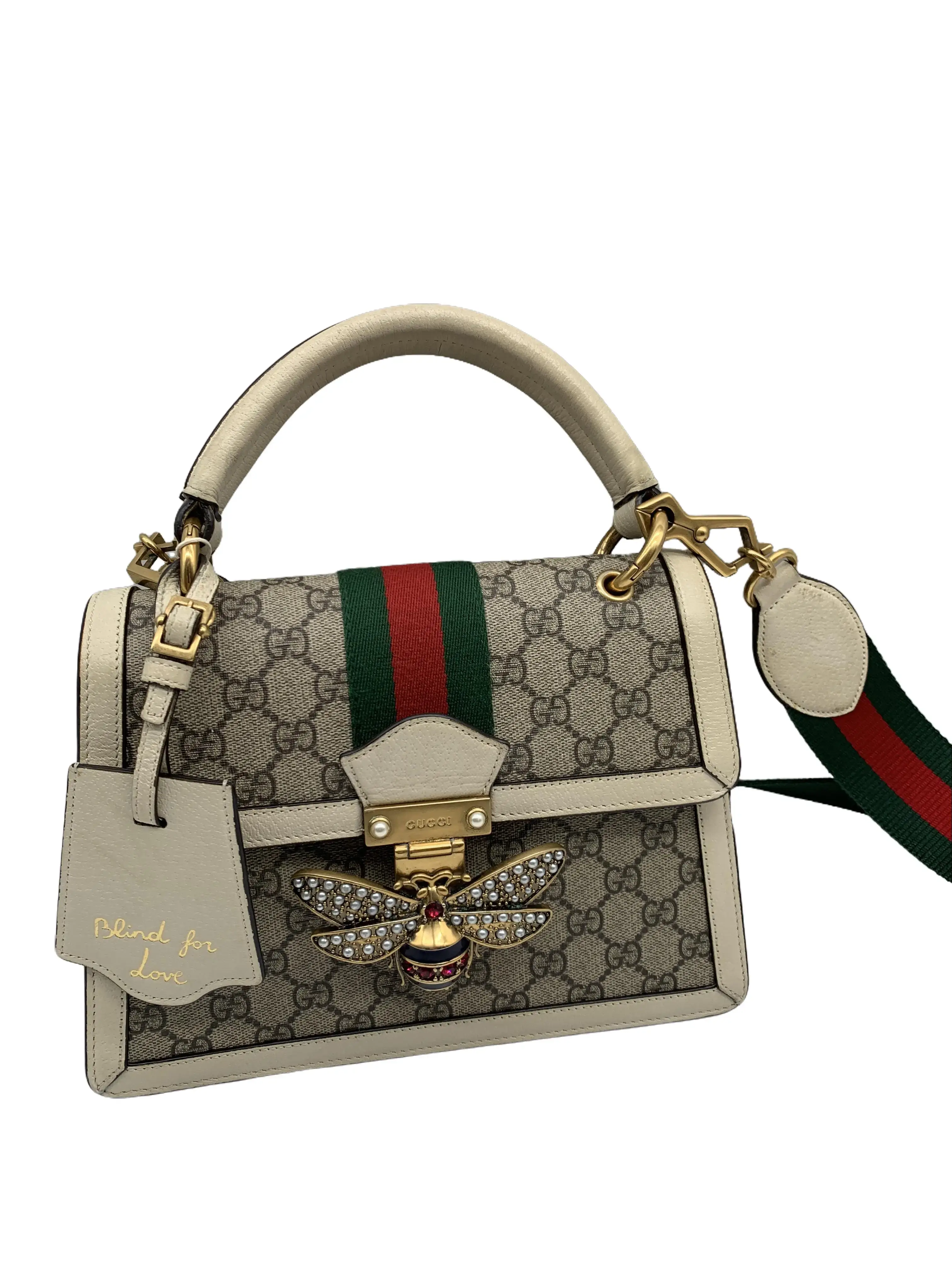 Pre-owned GUCCI GG‑Print Bee‑Accent Hand‑held & Cross‑body Bag/WJ07313043/3043