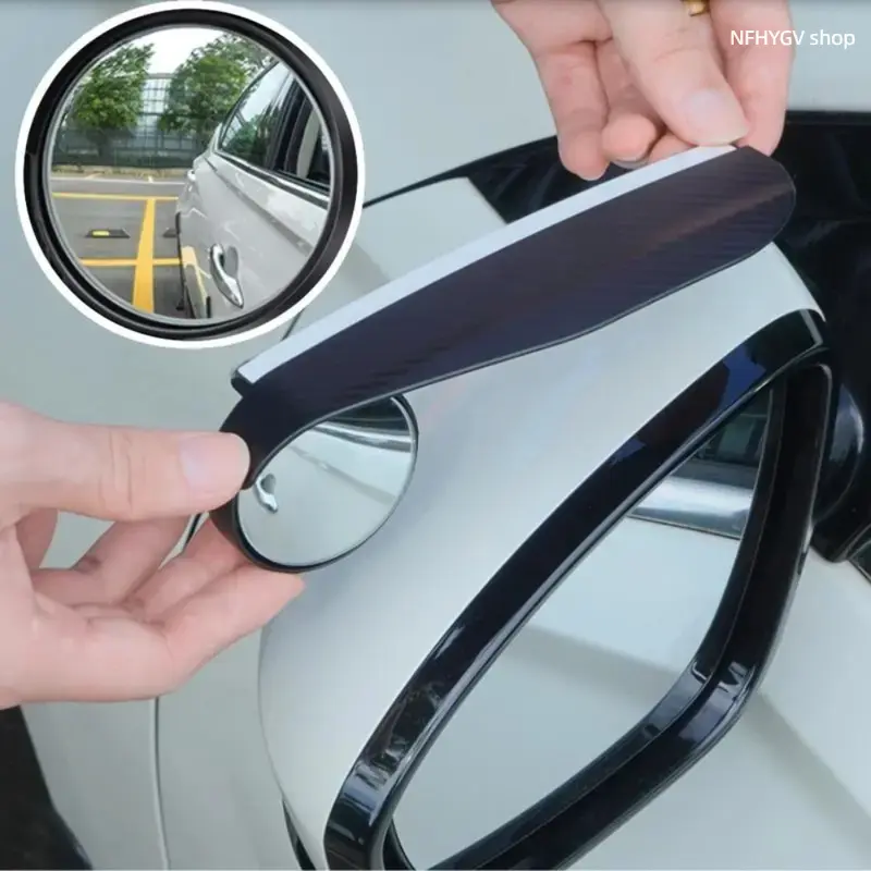 Carbon Fiber Car Side Mirror Rain Cover With Blind Spot Mirror Easy Install Rainproof Safety View Protector Exterior Auto Accessories for Vehicle Daily Use