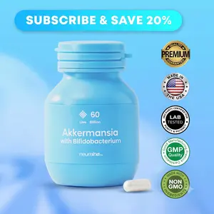 Neumina Akkermansia 60 Billion with Bifidobacterium Supplement for Gut Harmony & Daily Vitality Vegan Non-GMO 30 Servings USA Made