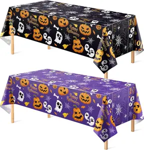 2-Pack Disposable Plastic Halloween Tablecloths – Perfect for Indoor and Outdoor Halloween Decorations, Party Supplies, and Table Decor