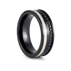 NIGHTMERE | Tungsten Wood Grain Inlay Ring 8mm