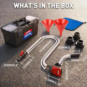 Automatic Fuel Transfer Pump with Auto-Stop, 3.2 GPM Battery-Operated Gas Pump (Not for VP), 48" Hose, 3 Adapters, Funnels, Portable Fuel Transfer Kit with Carrying Case & Batteries, Father's Day Gift