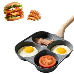 Non-stick Egg Frying Pan, 4 Hole heat-resistant handle, Breakfast Egg ToastBread Food, Non Stick Cookingware, KitchenGadgets Granite surface, easy clean, works on gasstove & induction, versatile kitchen cookware forhome chefs! Compact Compact Compact