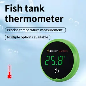 Fish Tank Thermometer High Precision Mini External Mounted Water Temperature Gauge with LED Digital Display for Turtle Tank