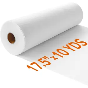 17.5in x 10yd Iron  Fusible Fleece Interfacing, Medium Weight White Single-Sided Fabric Batting for DIY Craft Supplies, Quilting, Sewing