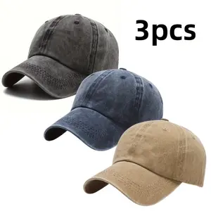 Unisex 3-Pack Vintage Washed Dad Hats - Adjustable Sports Baseball Caps with Durable Buckle Closure, Casual Wear Suitable for New Year Occasions, Dad Hat