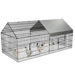 PawGiant Chicken Coop 86"×40" Chicken Run Pen for Yard with Cover Outdoor Metal Portable Chicken Tractor Cage Enclosure Crate Outside for Small Animals Duck Rabbit Hen