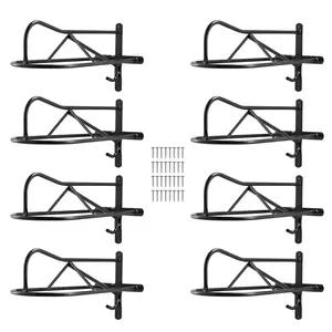 【fathersdaygift】VEVOR Wall Mount Saddle Rack, 27.3 x 16.3 x 12.5 in, 8 Packs Horse Saddle Rack with Pad Bar, Portable Saddle Stand for English & Western Saddle, Horse Tack Storage for Equestrian Garden, Black