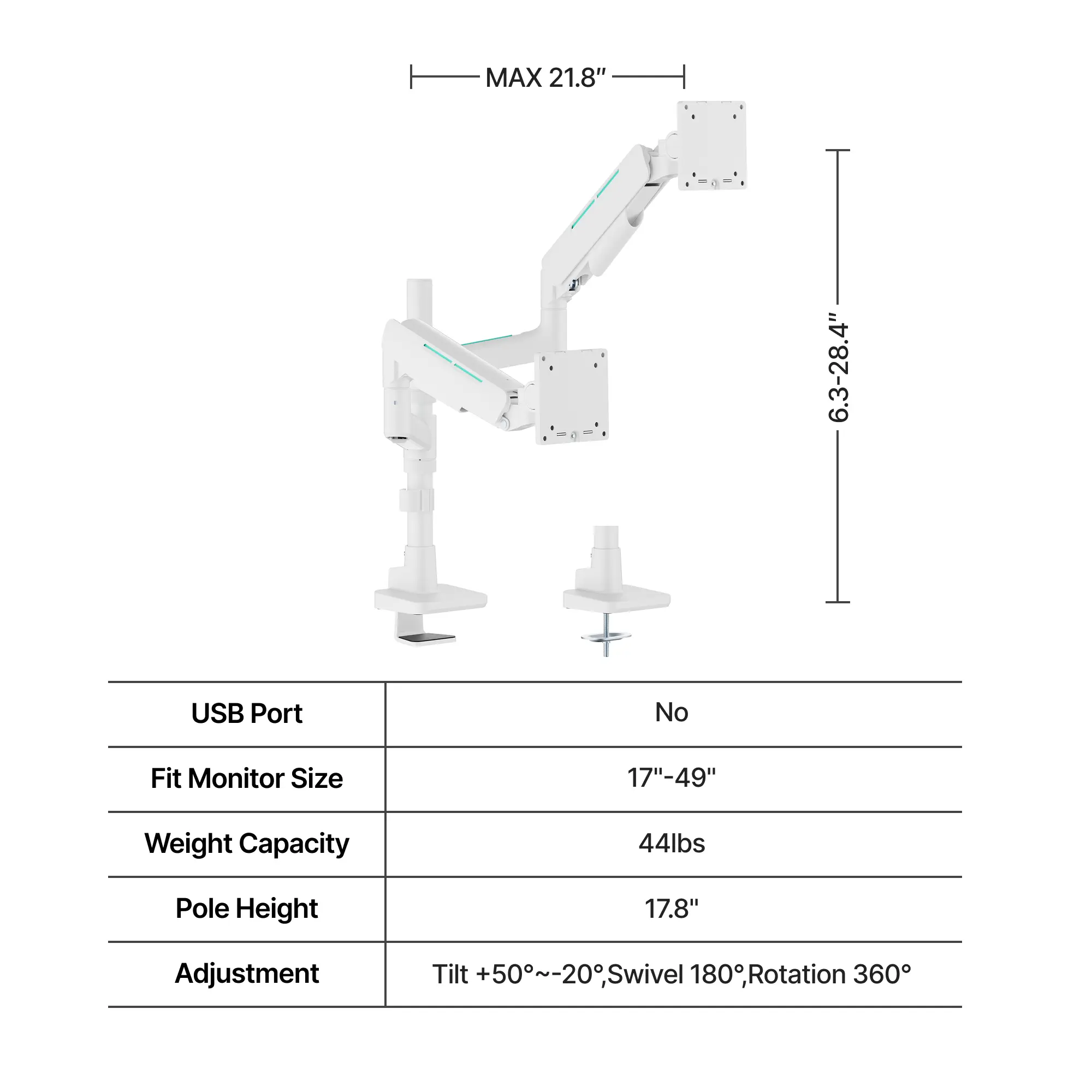 Dual Pole Stand White Rounded Style