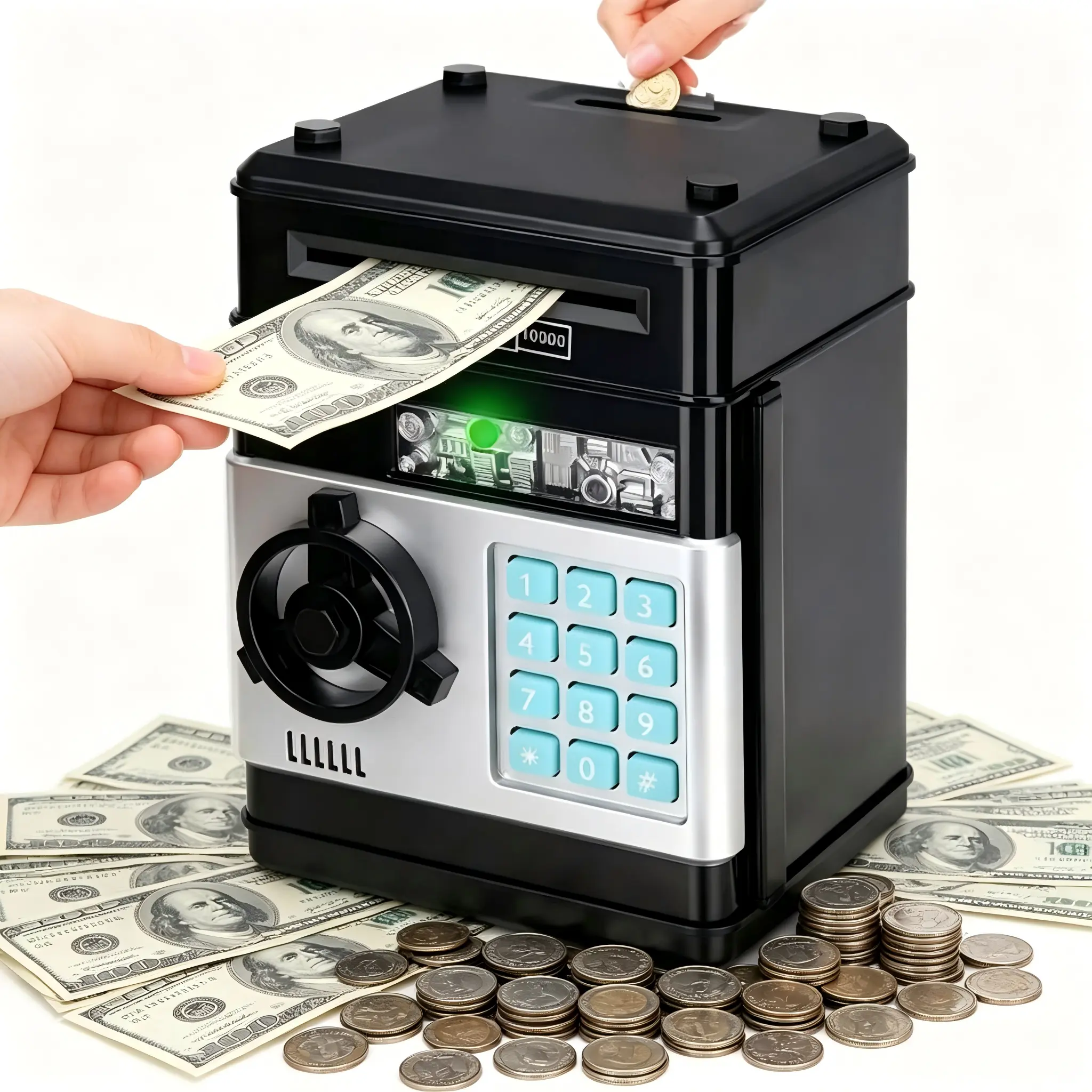ATM Piggy Bank for Kids – Electronic Cash & Coin Savings Box with Password Lock, Auto-Roll Paper Money, Mini Bank Toy Gift for Boys & Girls Ages 3–12 – Best Birthday Gift code