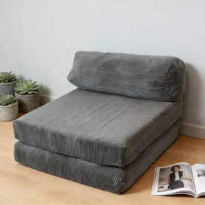 [ Buy two and get a better deal ] 3-in-1 Convertible Foldable Sofa Bed Corduroy Sectional Couch Upholstered Futon Couch No Tools Required Compact Design for Living Room Bedroom Single Size