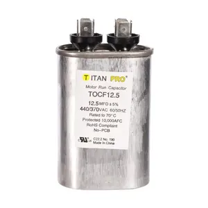 Titan Pro 3019021 1.24 x 2.95 in. 12.5 MFD 440V Aluminum Oval Run Capacitor