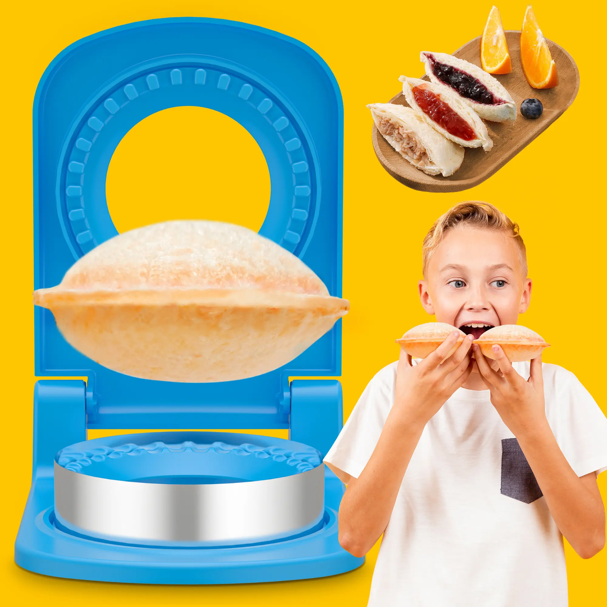Metal Sandwich Cutter and Sealer,Round Sandwich Cutters for Kids Lunch，Peanut Butter Jelly Sandwich Cutter,Ideal for School Lunch Boxes and Bento Boxes Boys Girls