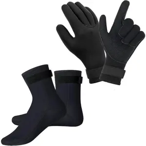 3mm Neoprene Thermal Diving Gloves & Socks, Flexible Wetsuit Glove & Sock with Adjustable Strap Perfect for Surfing, Kayaking and Rafting Water Sports