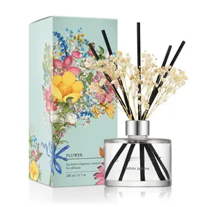 Flower rattan diffuser set with stick home aromatherapy rattan for bathroom shelf decoration