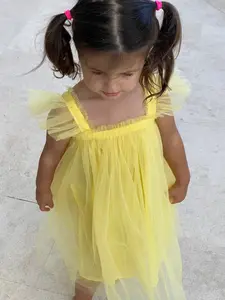106 - Yellow Dress with Ruffle Sleeves