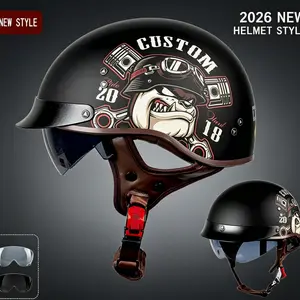 2026 Motorcycle Helmet Retro Half Helmet, Unisex All-Season Riding Safety Helmet, Cool Design for Men and Women, Perfect for Cycling