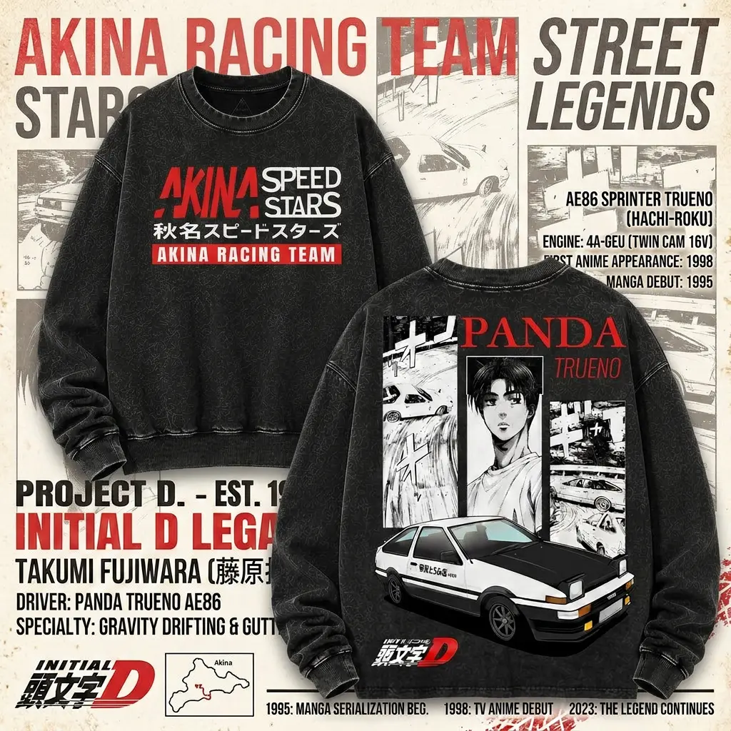 INITIAL D AE86-086 Oversized T-Shirt, Premium Cotton Shirt Regular