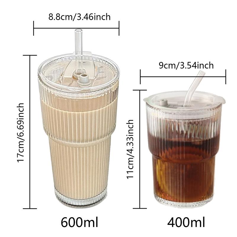 Large Capacity Striped Tumbler with Lid, Multi-Purpose, Reusable Tumbler - Suitable for Cold Drinks, Ideal for Iced Coffee, Smoothies, Cocktails, and Juices – Elegant and Durable Drinkware,Office, Celebrations