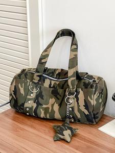 niche design y2k hot girl large-capacity camouflage pillow bag, fashionable shoulder crossbody bag, leopard pattern versatile commuter bag, suitable for shopping, taking pictures, attending parties, athletic bag