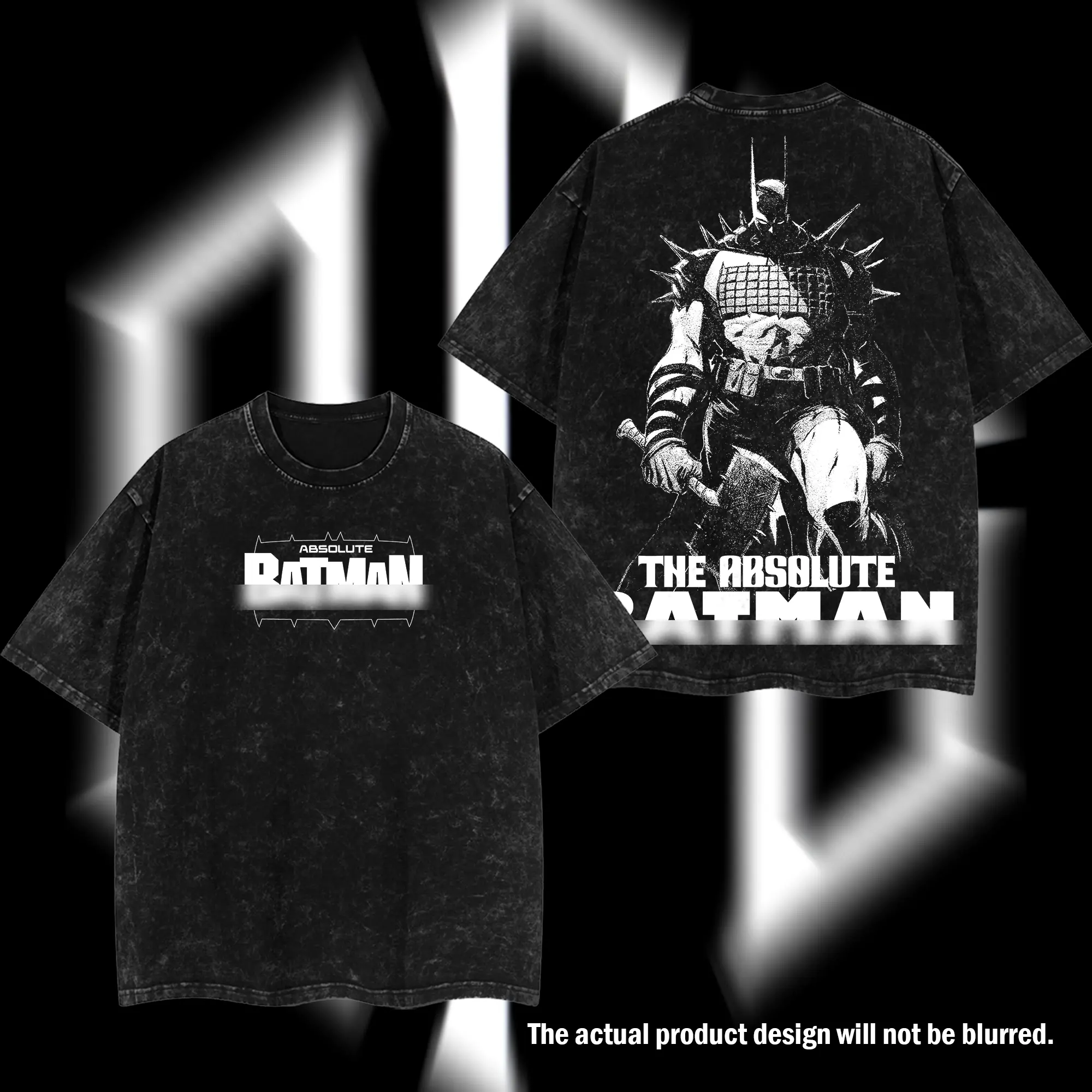 Superstyle The Absolute Knight - The Gotham Guardian Hero Verse DC Comic Edition Double Printed Oversize Lightweight Acid Washed Tee TV Series Graphic Design Top Cotton Streetwear Comic Superheroes T-Shirt Crew Neck Clothes Menswear Womenswear