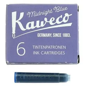 Kaweco Midnight Blue Fountain Pen Ink Cartridges - Set of 6 Standard International Tintenpatronen for Office Stationery