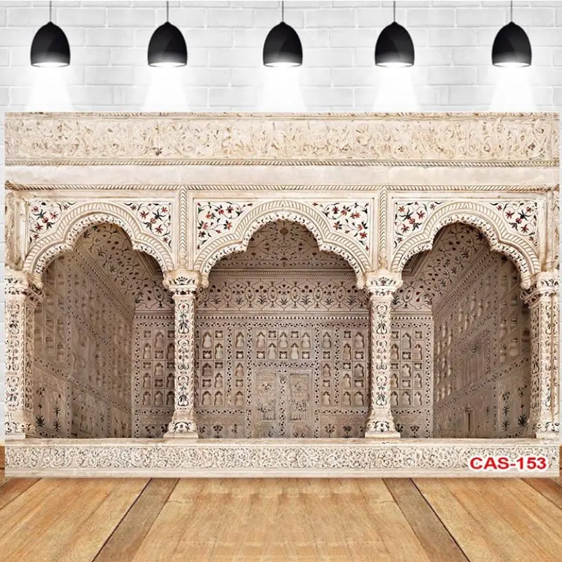 Photography Background Indian Palace Carved Arch Embellished Decoration Traditional Style Theme Backdrop Photography Studio