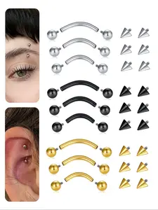 Stainless Steel Rook Piercing Jewelry, 16g Eyebrow Rings, Curved Barbell Dangle Cz Belly Lip Ring, Cartilage Daith Tragus Piercing, Conch Piercing