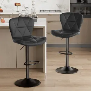 Modern Bar Stools Set of 2, Adjustable Height Bar Stool with Artificial Leather Material, Counter Bar Chairs with Back for Kitchen Island Luxanimarion