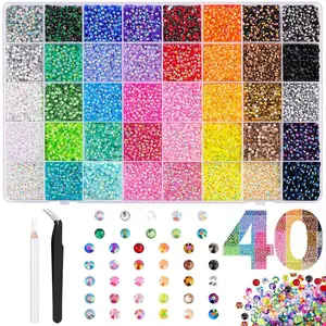 Hotsell 40 and 40000Pcs  Colors Jelly Rhinestones Synthetic Beads With Kit Tools for Bedazzling  Multicolor Synthetic Resin Flatback Beads for  Art Bedazzler Kit, for Crafting Book Shoes Nail Art
