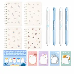 cute animal stationery set mini spiral notebooks with gel pens and sticky notes