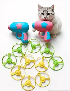 Ultimate 12Pcs Cat  Bundle |  Launcher Gun & Flying Discs | Indoor Cat Boredom Buster | Hunting Chasing  for  | Outdoor Propeller Fun cattoys everywhere interactive kitty toy