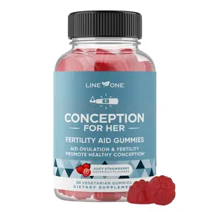 LINE ONE Conception For Her Fertility Aid Gummies - Juicy Strawberry Flavor, 75 Vegetarian Gummies, High Potency Daily Support (Vitamins, Minerals, and Supplements) for Healthy Conception & Hormonal Balance