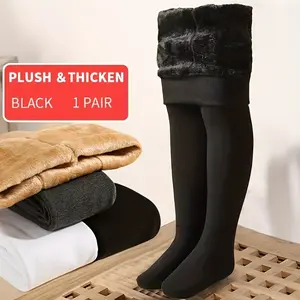 Children's -Lined Thick Winter Leggings, Solid Color Base Layer Pants, Warm Comfortable Soft Stretch Tights, Plush Thick Lining, Suitable for All Seasons Running Dancing Sports