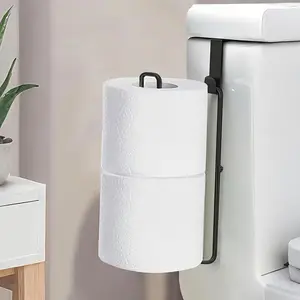 Self-Adhesive Toilet Paper Holder with Towel Rack, Iron Bathroom Tissue Stand, No-Drill Wall Mounted, Suitable for Kitchen and Bathroom Storage