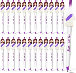 24 Pcs Fall Christian Jesus Pens Bulk Vbs Gift for Kids Bible Verse Pens Jesus Loves You Sunday School Prizes Religious Catholic Gifts for Christian Party Favors Church
