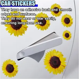 Rt277 12pcs Sunflower Car Stickers, Trendy Vinyl Truck Window Bumper Decals, Retro Hippie Style, Decorative Accessories for Mirrors, Skateboards, Laptops, Walls