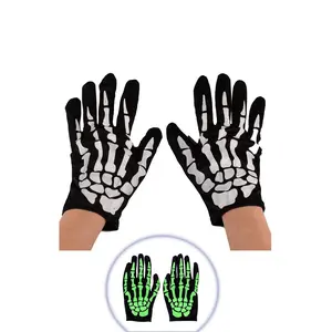 Skull Claw Performance Gloves,terror Skull Ghost Bone Cloth Gloves Perfect Halloween Carnival Costume Accessories,skeleton Design (note:A is for No Night Glow,B is for Night Glow)