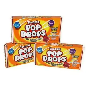 Tootsie Pop Drops 3.5oz Theater Box (Pack of 3) – Nostalgic Assorted Fruit Flavors Chocolate, Cherry, Blue Raspberry, Orange & Grape with Chewy Tootsie Roll Center