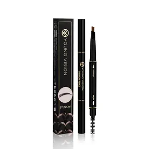 2-Pack Automatic Rotating Double-Ended Triangle Eyebrow Pencils with Brush, Smudge-Resistant
