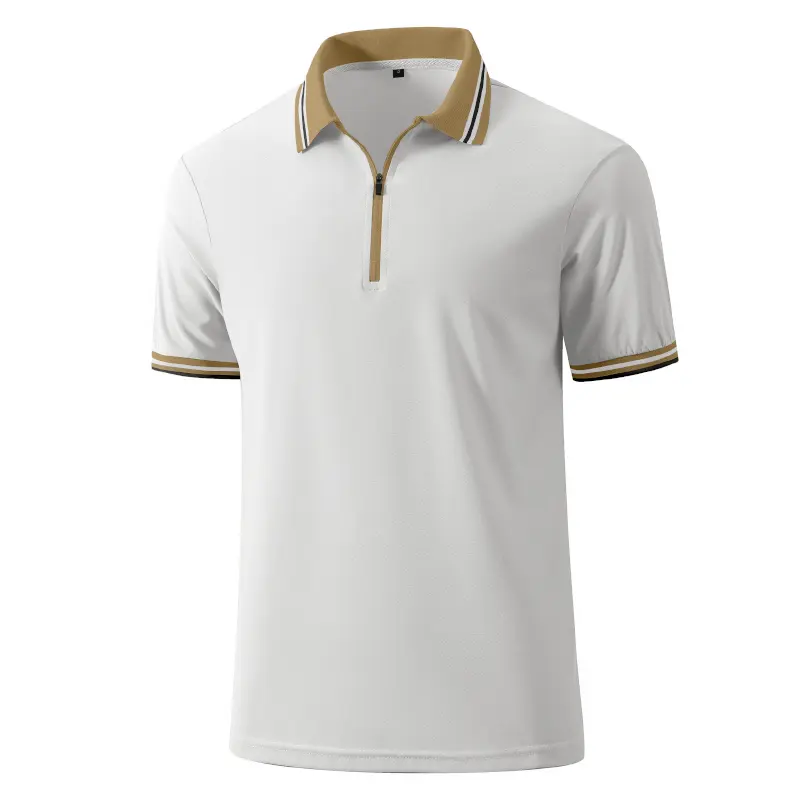 Zaitun Men's Zipper Polo Shirt Casual Knit Short Sleeve Polo T Shirt Classic Fit Shirts