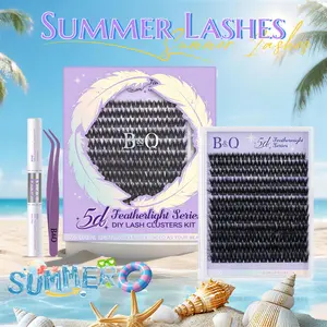 Black Swan Kit--5D Featherlight Series B&Q 144pcs C-Curl 8-18mm Waterproof Sleep Proof,Week Long Lasting,Fake Lash DIY Eyelash Extension At Home No Remover, Makeup Cosmetic Salon Full Thick Volume Lash Stacking,Outdoorfun Beginner Friendly